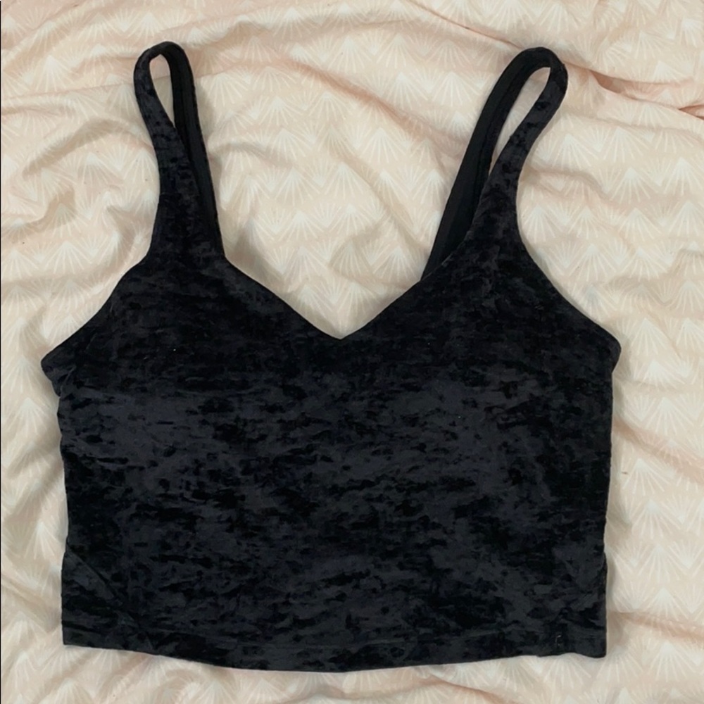 Lululemon Athletica Black Velvet Cropped Bra Tank